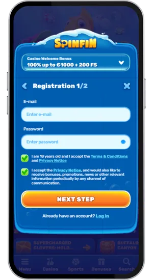 Completing casino sign-up and funding an account