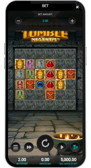 Searching for Temple Tumble Megaways in the casino lobby