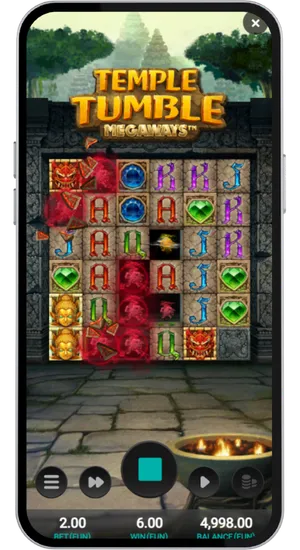 Using the coin stack button to set a stake